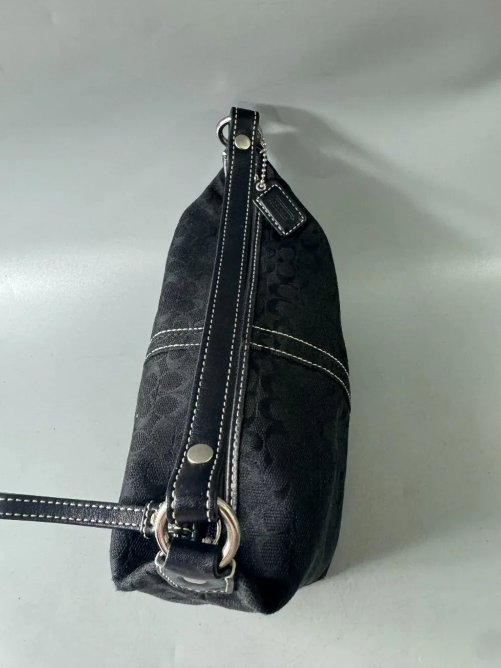 Authentic Vintage Coach Black Signature Jacquard Demi Bag